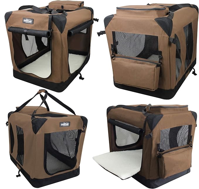 EliteField 3-Door Soft Dog Crate with Bed & Carrying Bag (2-Year Warranty) | 3 Mesh Doors, Steel Frame, Removable & Washable Crate Cover and Bed Cover, Storage Pockets, Indoor/Outdoor, Foldable - Image 3
