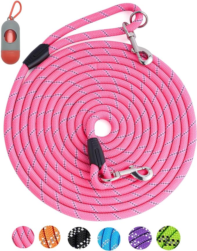 Long Dog Leash for Dog Training 20FT, Heavy Duty Dog Lead for Large Medium Small Dogs Outside Walking, Playing, Camping, or Yard, Pink by Lanwandeng
