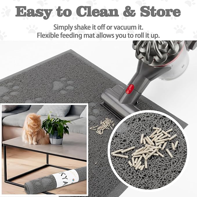Darkyazi Cat Litter Box Mat for Floor Litter Trapping Mat Non-Slip Backing, Scatter Control, Easy Clean, Water Resistant, Soft on Paws (15.75" x 11.75",Grey) - Image 6