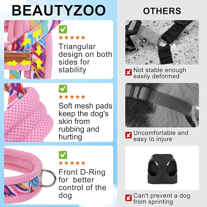 BEAUTYZOO Dog Harness for Small Dogs,No Pull Dog Harness and Leash Set,Soft Breathable Escape Proof Puppy Vest Harnessss with Handle,Lightweight Quick Fit Harness for Girl Boy Dogs Training Walking,S - Image 4
