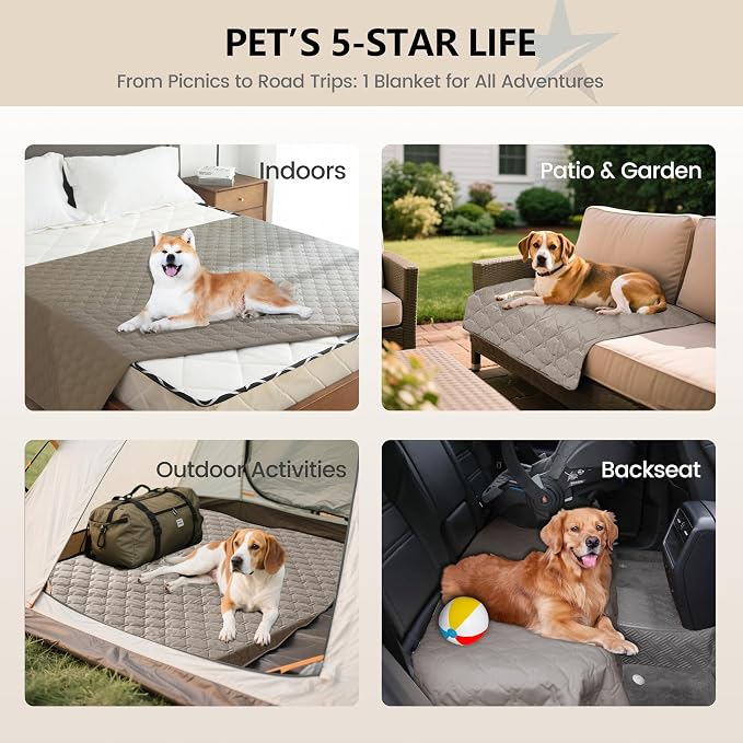 gogobunny 3X Stronger Waterproof Pet Blanket, Scratch Proof Furniture Protector for Dogs Cats, Reversible Cover 32x53 Inch, Dark Stone - Image 3