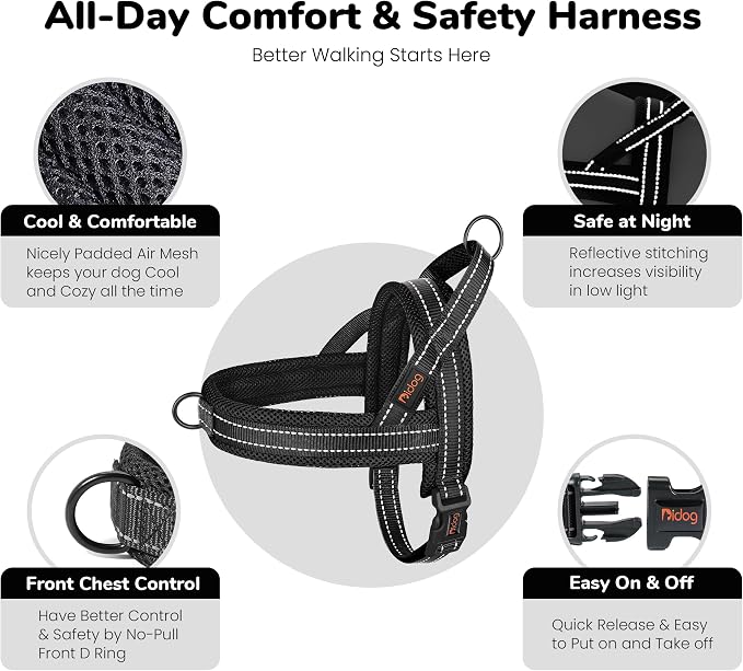 No Pull Dog Harness for Small Dogs, Breathable Mesh Padded, Black, XS | Quick Fit, Easy On and Off, Lightweight, Reflective Vest Harness for Night Safty, Easy for Walking and Training, Chest 15-18" - Image 6