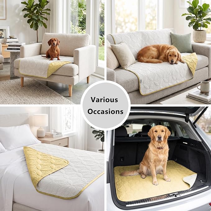 Waterproof Couch Cover for Dogs - Washable Pets Furniture Protector | TPU Leak-Proof Liner, Lightweight & Reversible, Fits Chair, Sofa, Bed, 30" x 30" , Sand/Cream - Image 5