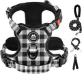 IVY&LANE No Pull Dog Harness with Leash Set, Reflective No Choke Pet Vest,Adjustable Oxford Dog Vest Harness with Easy Control Handle for Large Dogs (Checkered Black,XL) by IVYLANE