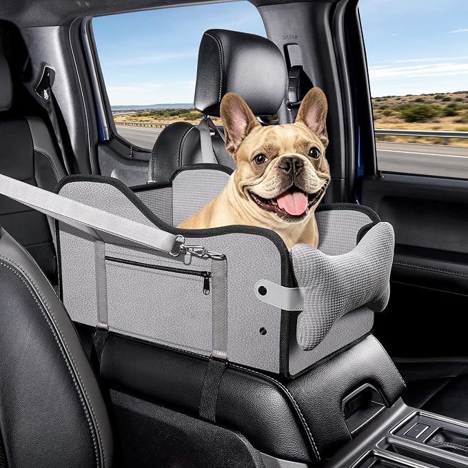 MAXFUT Center Console Dog Car Seat for Small Dogs,Fit for Full Size Truck | Equipped with Soft Padding and Pillow,Double Fixation,Pet Booster with Safety Belt,Puppy Car Seat for Small Dogs 0-30 lbs by Unknown