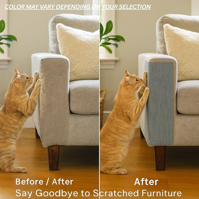 Cat Scratch Mat (5 Pack), 23.6’’ x 11.8’’ Cat Wall Corner Scratcher, Versatile Self-Adhesive Replacement Easy Use for Cat Trees Wall Furniture, Scratching Posts, and Couch Protection (Brown) - Image 3