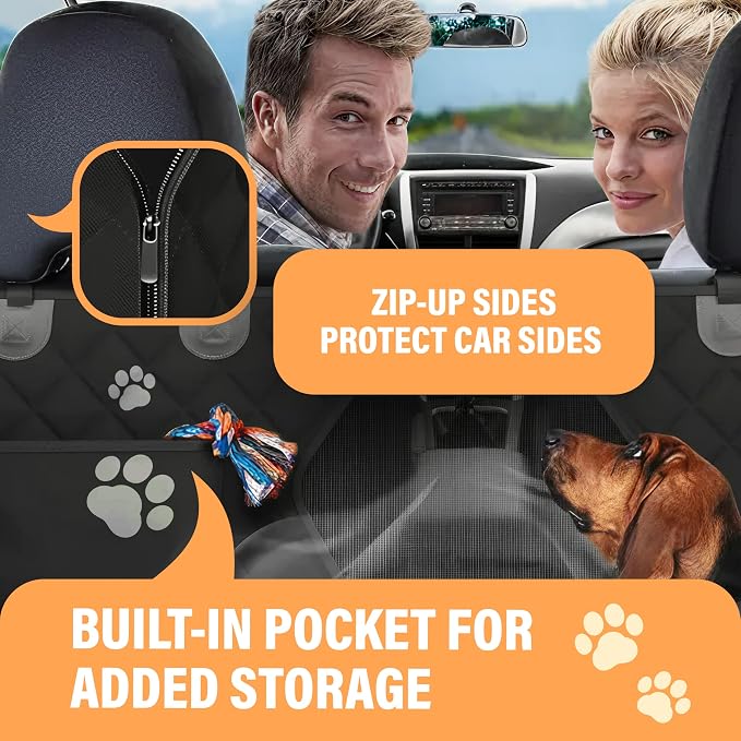 Active Pets Dog Car Seat Cover Car Seat Protector- Dog Seat Cover for Back Seat of SUVs, Trucks, Cars - Waterproof & Convertible Vehicle Hammock for Car Backseat - Mesh Window- Blue, XL - Image 3