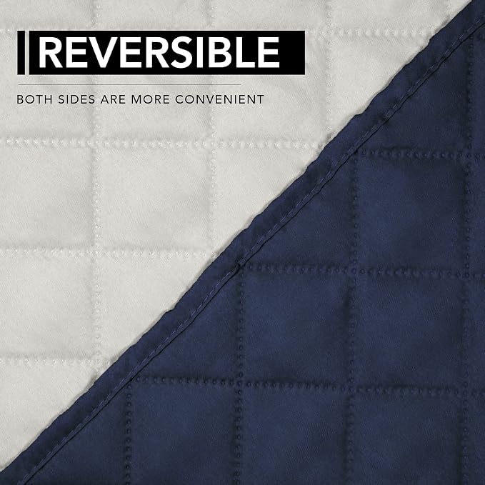 Easy-Going Reversible Couch Cover, Recliner 19 in, Navy/Ivory | Machine Washable Slipcover For Dogs, Water Resistant Furniture Mat For Living Room, Non-Slip Sofa Cover, Pet Friendly - Image 3