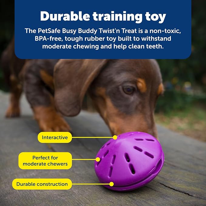 PetSafe Busy Buddy Twist 'n Treat Dispensing Dog Toy, Large | Twist Halves Apart for Quick Treats or Closer for a Challenge, Patented Treat Meter, Top-Rack Dishwasher Safe - Image 5