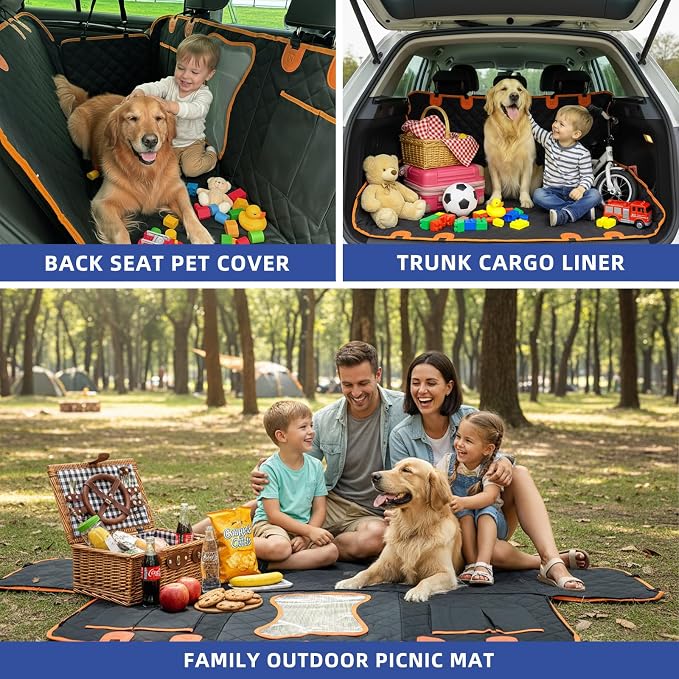 Dog Car Seat Cover, 600D Oxford Fabric, Waterproof Anti-Slip Hammock | Heavy Duty Pet Seat Protector with Side Flaps,Scratch Resistant for Back Seats,Fits Most Cars,Trucks and SUVs - Image 7