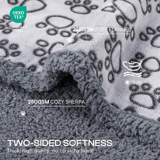 Luciphia Waterproof Dog Blanket Reversible Sherpa Fleece for Small Dogs Cat | Soft Print Pet Blanket Washable Pee Proof, Furniture Protector for Couch Sofa Bed Car, Cozy Throw (40" x 28", Grey) - Image 2