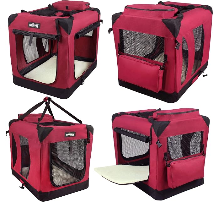 EliteField 3-Door Soft Dog Crate with Bed & Carrying Bag (2-Year Warranty) | 3 Mesh Doors, Steel Frame, Removable & Washable Crate Cover and Bed Cover, Storage Pockets, Indoor/Outdoor, Foldable - Image 3