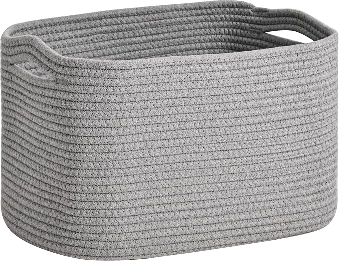 ICERZCZ Woven Cotton Rope Storage Basket for Organizing, Cute Decorative Baskets for Gifts Empty, Organizer Bins for Dog Toy, Baby Laundry, 17“×13”×9.5“, Light Grey by ICERZCZ