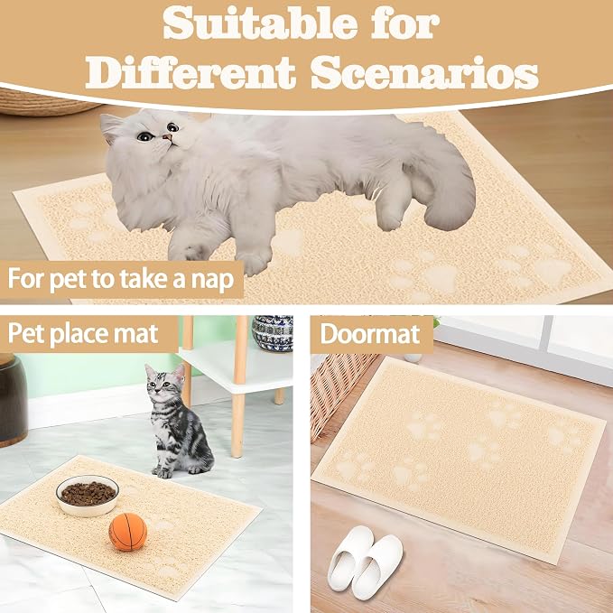 Darkyazi Cat Litter Box Mat for Floor Litter Trapping Mat Non-Slip Backing, Scatter Control, Easy Clean, Water Resistant, Soft on Paws (15.75" x 11.75",Beige) - Image 7