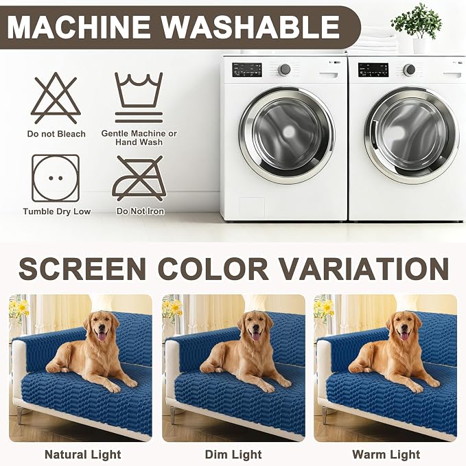 Smiry Waterproof Couch Covers for Dogs Washable, Non Slip Pet Sofa Cover | Plush Scratch Resistant Flannel Furniture Protector for Dogs, Navy, 36" x 47" - Image 9