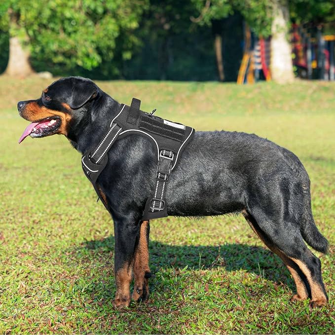 Beebiepet Heavy Duty Tactical Dog Harness for Small Dogs, No Pull Adjustable Pet Harness Reflective Service Training Easy Control Pet Vest Military K9 Working Dog Harnesses-X- Large, Black - Image 2
