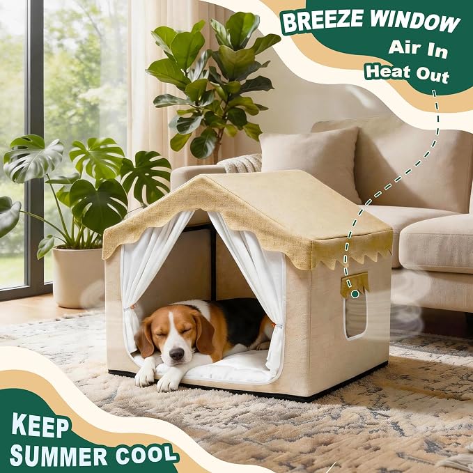 Boho Dog House Indoor, Soft Cozy Dog Cave for Small & Medium Dogs | Soft Dog Tent Bed with Sturdy Frame, Lightweight Portable, Machine Washable Pet Cave, Cozy Indoor Sleeping Nook - Image 3