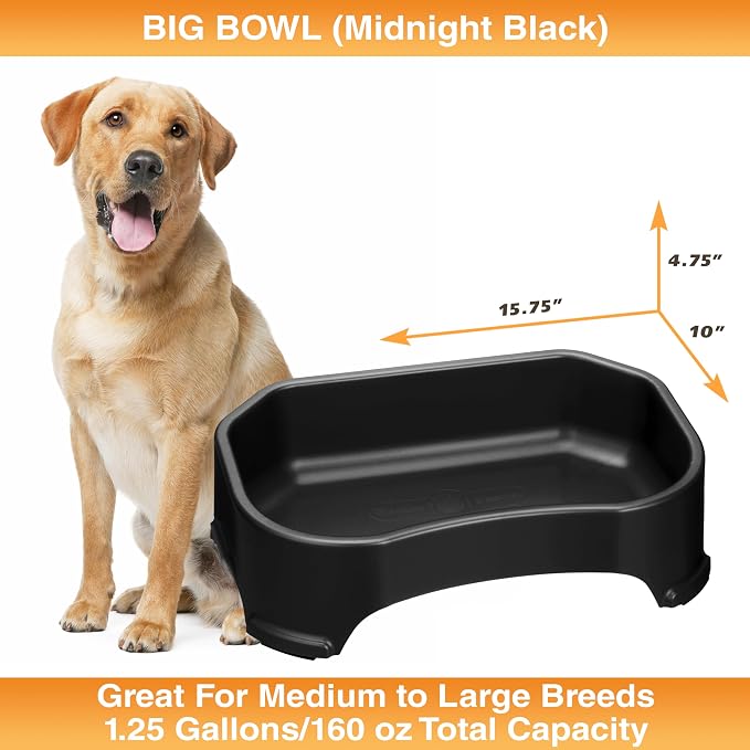 Neater Pet Brands Extra Large Water Bowl for Dogs, Outdoor Dog Water Bowl (1.25 Gallon XL Capacity), Big Trough Style Food Dish for Indoors or Outside, No Spill Large Dog Bowls, Midnight Black - Image 6