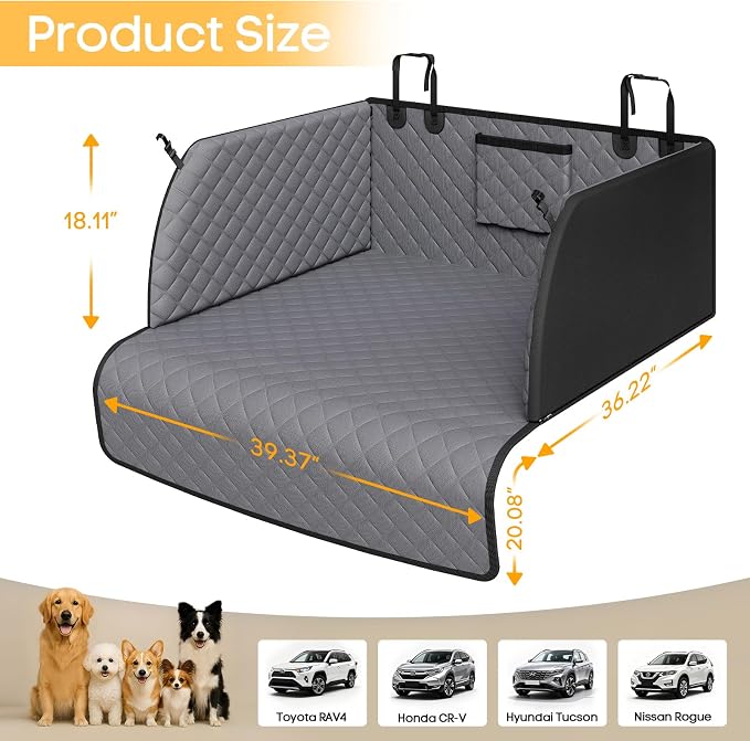 PETICON SUV Cargo Liner for Dogs, Pet Trunk Cover with Cushioned Sides | Full Coverage Non-Slip Cargo Cover with Bumper Flap Protector, Waterproof 600D Oxford, 28D High-resilience Foam, Safer Rides - Image 2