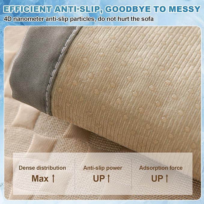 OTOB Cooling Dog Couch Cover Ice Silk Fiber, Washable & Non Slip Sofa Slipcovers Furniture Protector, Soft Pet Bed Cooling Mat, Durable Dog Sofa Covers(Khaki, 28"*70") - Image 7