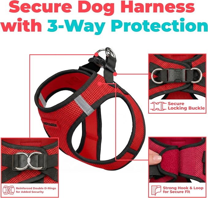 Voyager Step-in Air Dog Vest Harness - Red/Black Trim, Small | 14.5-16" in Chest, Reflective Bands, All Weather Breathable Air Mesh, Cats Compatible, Lightweight, Fast Drying - Image 2
