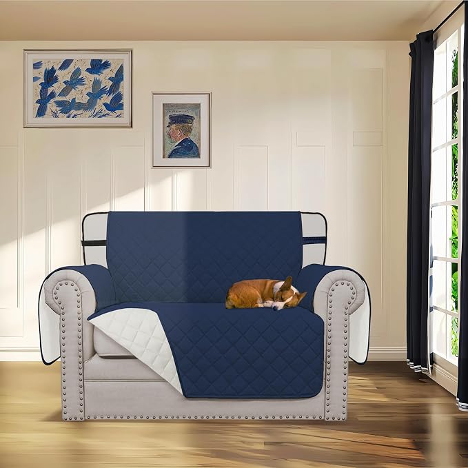 Easy-Going Reversible Couch Cover, Chair 30 in, Navy/Ivory | Machine Washable Slipcover For Dogs, Water Resistant Furniture Mat For Living Room, Non-Slip Sofa Cover, Pet Friendly - Image 2