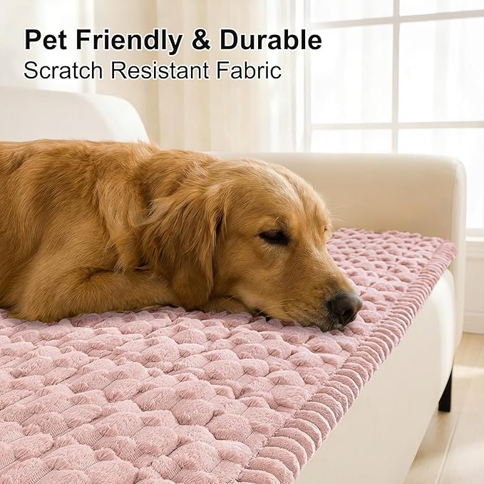 Smiry Non Slip Couch Covers for Dogs, Scratch Resistant Pet Sofa Protector | Machine Washable Soft Fuzzy Thick Furniture Cover for Sofa Loveseat Sectional Large Dogs, Dusty Rose, 27.6" x 88" - Image 3