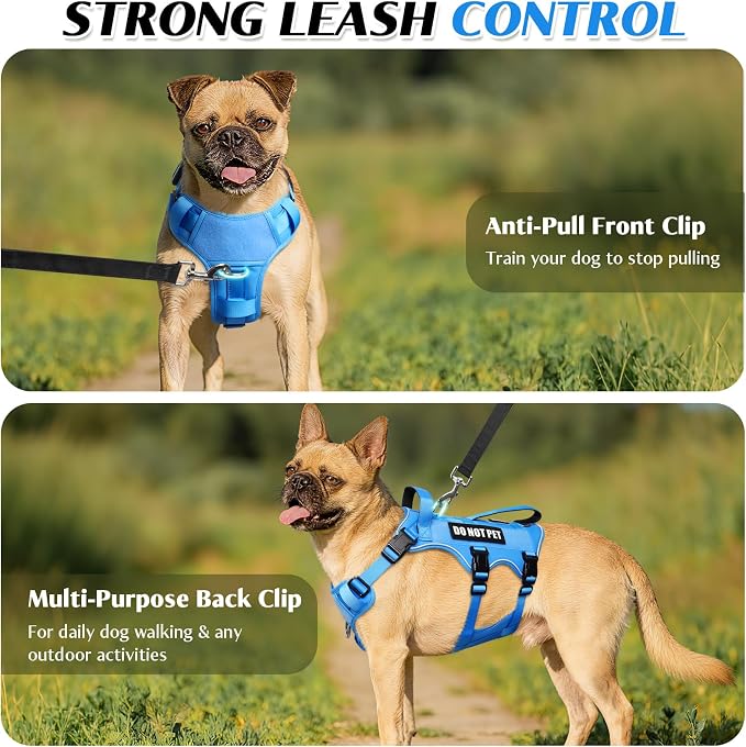 WINSEE Escape Proof Dog Harness with Double Handle+4 Removable Patches | Service Working Molle Harness with Double Handle for Large Dogs, Tactical Pet Reflective Vest for Walking Hiking Hunting - Image 4