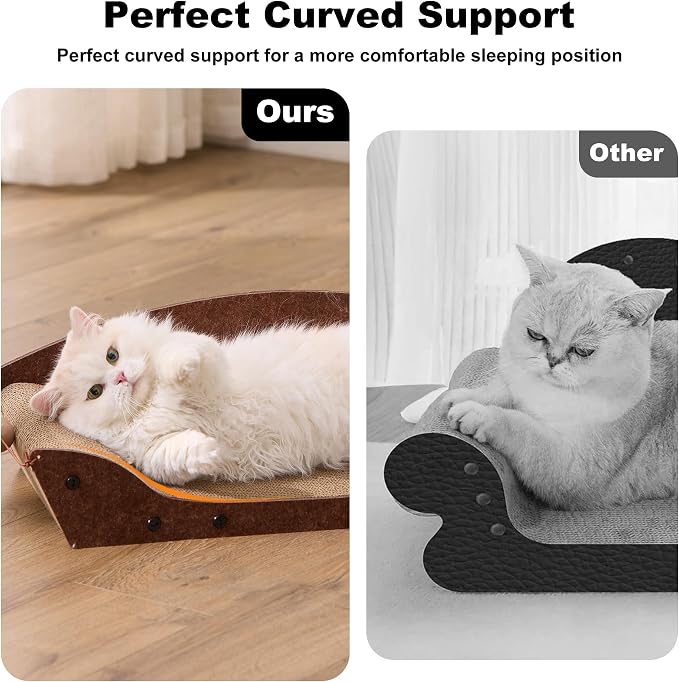 ZOMISIA 26'' Cardboard Cat Scratcher Bed - Large Scratcher Couch for Indoor Cats, Orthopedic Scratching Board, Lounger Scratching Couch with Bells - Image 4