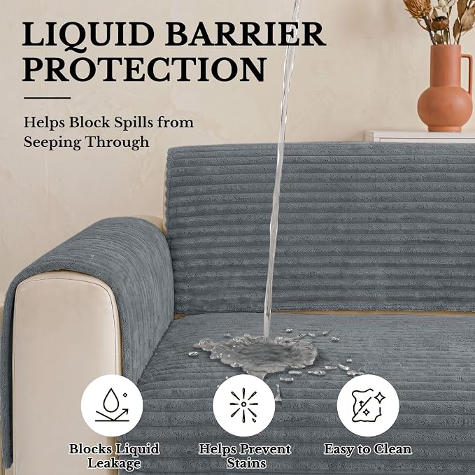 Smiry Waterproof Couch Cover for Dogs, Washable Non Slip Plush Protector | Waterproof Protection, Plush Flannel, Non Slip Backing, Pet Hair & Scratch Protection, Soft Cover (36" x 88") - Image 4