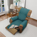 Reversible Chair Covers for Recliner Oversized, Blue/Beige | Recliner Oversized Covers for Living Room with Elastic Straps, Water Repellent, Chair Protectors Covers for Dogs by LuxshareHome