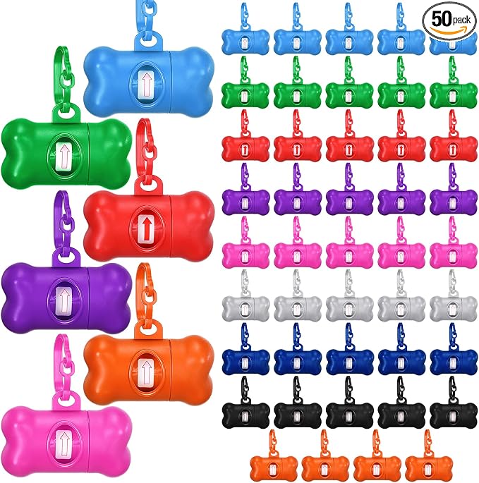 Zhehao 50 Pack Dog Poop Bag Holders for Leashes | Clip-on waste bag holders attach to leashes, belts, or pet gear for walks, travel, parks, homes, and pet businesses by Zhehao