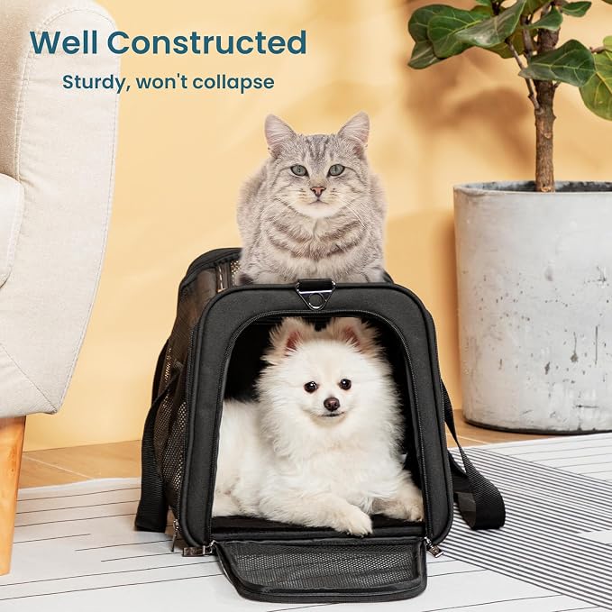 PETSFIT Soft-Sided Cat Carrier, Airline Approved | For Travel, 3 Carrying Ways, Lightweight and Ventilation on 5 Sides, Escape Proof, With Soft Fleece Pad - Image 8