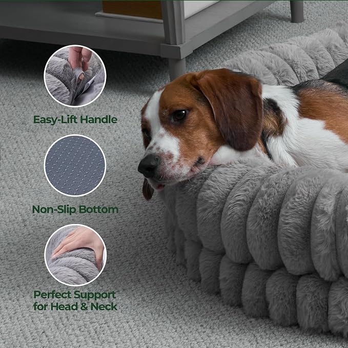 BALANCE Luxury Donut Dog Bed, 43 Inches Round Dog Beds Large Sized Dogs Washable, Orthopedic Calming Dogs Bed for Pets with Anti-Slip Bottom, Gray - Image 6