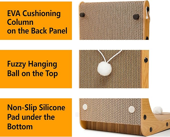 Value 2-Pack 23.6 Inch L-Shaped Cardboard Cat Scratcher, Dual Use (Vert/Horiz) Scratch Pad with Toy Balls, Wall-Mountable Furniture Protector Cat Scratchers for Indoor Cats - Image 6