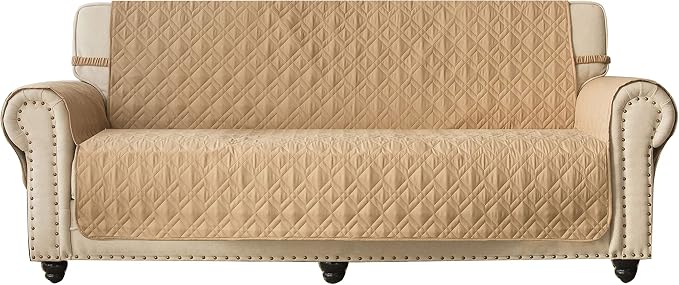Ameritex Couch Sofa Slipcover 100% Waterproof Nonslip Quilted Furniture Protector Slipcover for Dogs, Children, Pets Sofa Slipcover Machine Washable (Sand, 78") by Ameritex