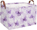 Sanjiaofeng Rectangular Kids Basket Butterfly Storage Bins,Girls Storage Basket with Handles.Clothers,Toys,Books,Kid's Gifts Bins. (Purple Butterfly) by Sanjiaofen