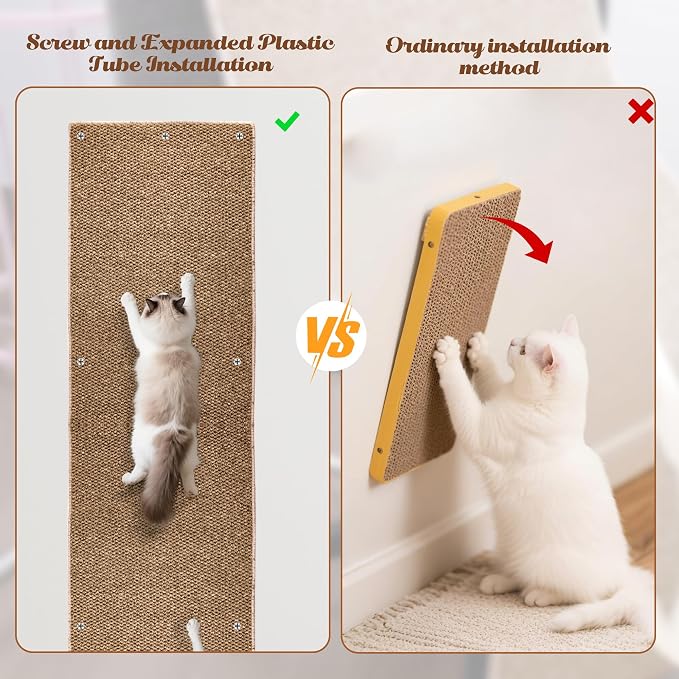 80"x15.7" Cat Wall Scratching Mat, Extra Large Cat Climbing Carpet with 20 Fixed Nails Wall Scratcher Furniture Protector for Couch, Sofa, Home (Brown) - Image 7