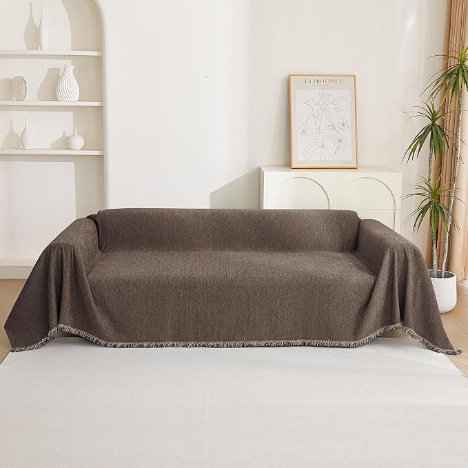 MYSKY HOME Couch Covers for 3 Cushion Couch Sofa, Sectional Couch Cover L Shape Chenille Couch Cushion Covers for Pets, Furniture Protector Cover for Dogs, Kids, 91"X150", Deep Chocolate - Image 8
