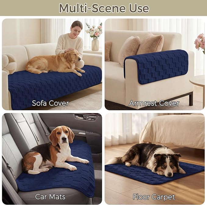 Foxdecor Couch Cover for Dogs Sofa Covers Non Slip Couch Pad Pet Friendly | Pet Couch Covers Washable Sofa Protector, Furniture Cover Couch Seat Protector for Living Room, Blue 30x70 Inch - Image 5