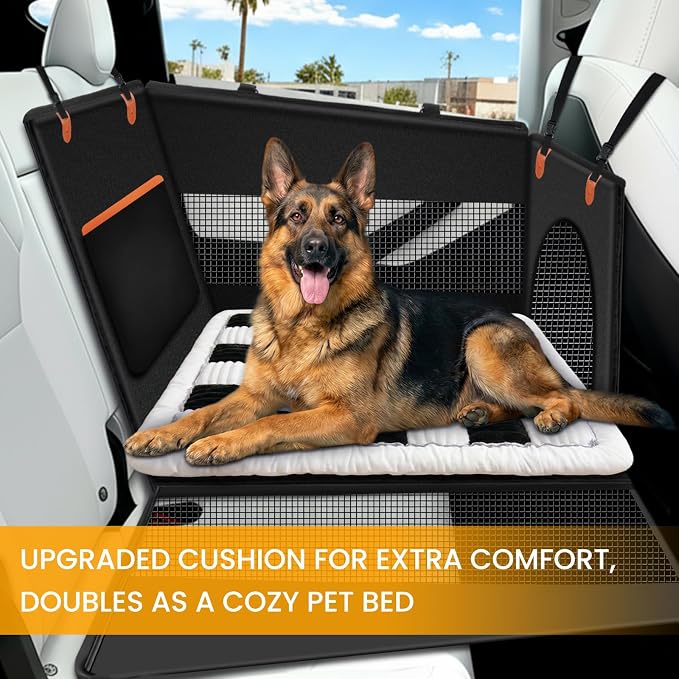 XL Checkered Large Dog Car Seat Cover with Dog Bed Mat for Back Seat Half - Single Seat Travel Hammock Extender, Waterproof Hard Bottom for Medium & Large Dogs, Car SUV Truck Vehicle - Image 4