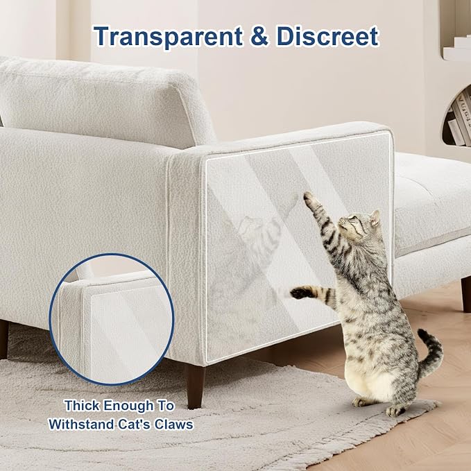 Anti Cat Scratch Furniture Protector, 14" Couch Protector from Cat Claws, Cats Couch Protector Couch Cat Scratch Protector Transparent Sofa Guard Shield Single Sided Sticky Tape, 20 Pack - Image 6