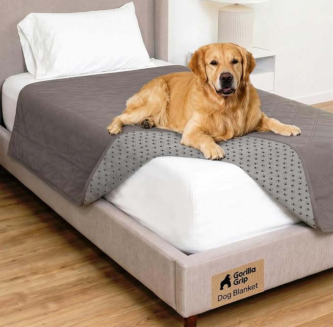 GORILLA GRIP® Waterproof Dog Blanket, Couch Cover for Dogs, 52x82 Charcoal | Silicone Grip Backing, Washable, Leakproof, Protects Sofa, Sectional, Bed, Crate, Car and RV, Senior Pet Essential by Unknown