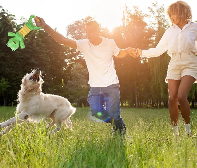 Letsmeet Dog Squeak Toys Durable Plush Dog Toy with Crinkle Paper, Tug of War Pull Toys for Puppies, Interactive Dog Chew Toys for Small, Medium and Large Dogs - Image 6