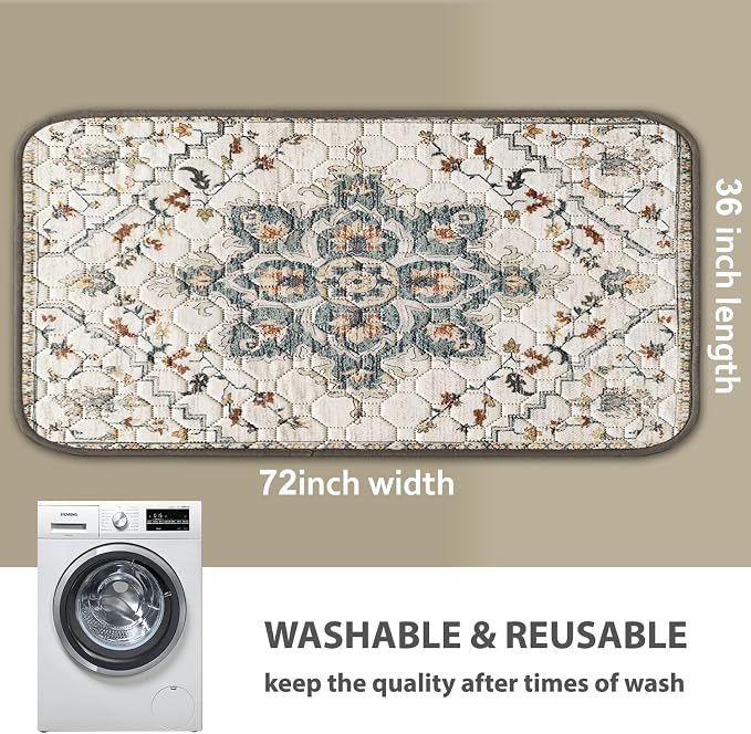 nunubaby Washable Pee Pads for Dogs, Stylish, Non-Slip and Leak-Proof Pee Pads. Reusable Potty Pads for Dogs for Crates and Floors.(Beige/Floral, 36" x72") - Image 4