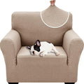 XINEAGE Stretch Jacquard Armchair Cover, Non Slip Sofa Slipcover for Dog | High-Stretch Fabric. Wear-Resistant, Pet Friendly. Easy Install & Washable for Living Rooms, Offices.Khaki by XINEAGE