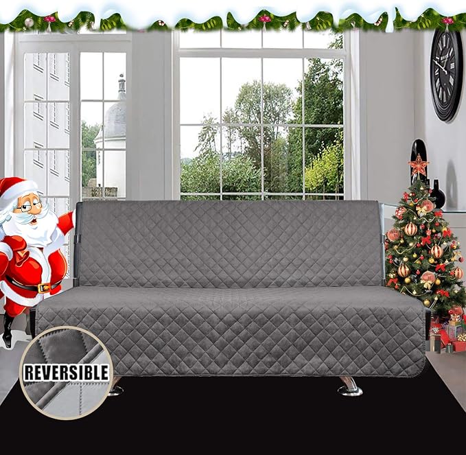 Easy-Going Reversible Couch Cover, Large Futon Sofa, Gray/Light Gray | Machine Washable Slipcover For Dogs, Water Resistant Furniture Mat For Living Room, Non-Slip Sofa Cover, Pet Friendly - Image 2