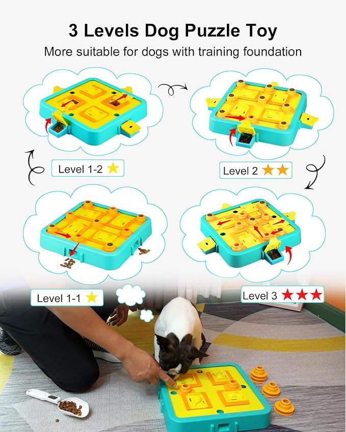 LACCEN Dog Puzzle Toy, Level 3 in 1 Interactive Dog Toys for Boredom, Funny Cognitive Dog Toy for IQ Training Brain Stimulating Games, Treat Dispensing Toy for Smart Large Medium Smart Dogs - Image 3