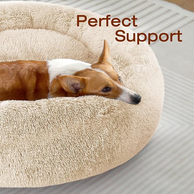 JOLLYVOGUE Dog Bed, Calming Anti-Anxiety Large Dog Bed, Fluffy Donut Cushion for Medium and Large Pets (27"/30"/36") - Image 2