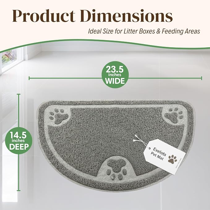 Evelots Small Cat Litter Trap Mat, Waterproof, Non-Slip, Washable, Gray | Soft absorbent mat traps litter and mess, protects floors from urine and moisture, stays in place and is machine washable. - Image 7